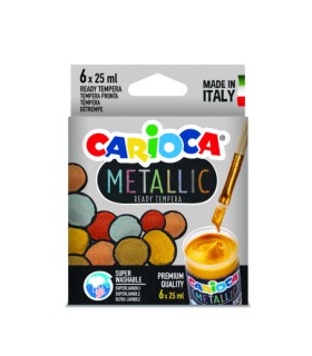 CAJA TMPERA METALLIC 6 BOTES 25 ML COLORES METLICOS CARIOCA KO026