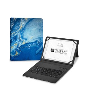 SUBBLIM Funda con Teclado Keytab Pro BT Trendy Marmol Azul