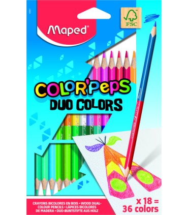 ESTUCHE 18  LPICES DE COLORES COLOR\'PEPS DUO. BICOLOR MAPED 829601FC