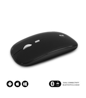 SUBBLIM Ratn ptico Inalmbrico 2.4G y Bluetooth Dual Flat Mouse Recargable Negro