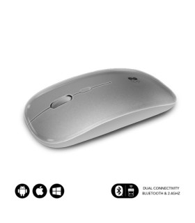 SUBBLIM Ratn ptico Inalmbrico 2.4G y Bluetooth Dual Flat Mouse Recargable Plateado