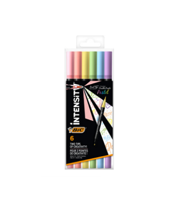 BIC Intensity Dual tip marcador 6 pieza(s) Punta de pincel Azul claro, Verde claro, Rosa claro, Melocotn, Violeta, Amarillo