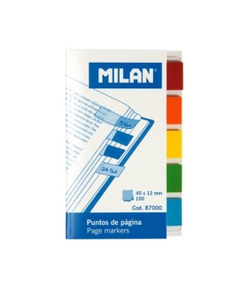 MILAN MARCADORES DE PGINA 100 PUNTOS 45X12MM 5 COLORES TRANSPARENTES