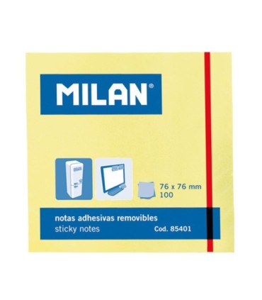 MILAN BLOC NOTAS ADHESIVAS 100 HOJAS 76X76MM AMARILLO - UNIDAD MINIMA DE VENTA 10U.