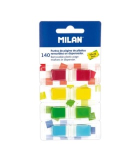 MILAN MARCADORES DE PGINA REMOVIBLES 140 PUNTOS 45X12MM 4 COLORES TRANSPARENTES