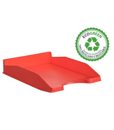 BANDEJA ECOGREEN 100% RECICLADO Y RECICLABLE APILABLE DIN A4 Y FOLIO MEDIDAS 345X255X60 MM COLOR ROJO ARCHIVO 2000 742 RJ