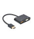 HDMI MACHO A HDMI HEMBRA + VGA HEMBRA + CABLE ADAPTADOR DE AUDIO NEGRO