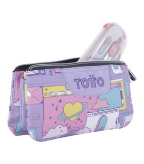 ESTUCHE ESCOLAR TRES COMPARTIMENTOS MORADO CIBER - TABLERO TOTTO AC52ECO012-2210Z-2QI