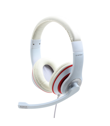 GEMBIRD AURICULARES ESTEREO, COLOR BLANCO CON ARO ROJO