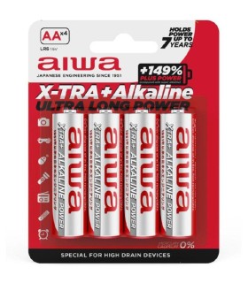 Pack de 4 Pilas AA Aiwa X-TRA+Alcaline LR6/ 1.5V/ Alcalinas