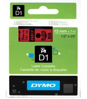 CINTA ROTULADORA D1 12MMX7M NEGRO/ROJO DYMO S0720570