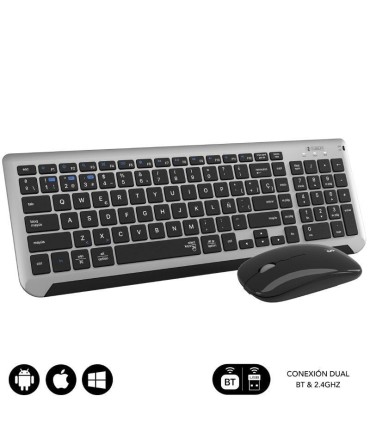 Teclado y Ratn Inalmbrico Subblim Combo Dual Prestige Extendido/ Gris y Negro