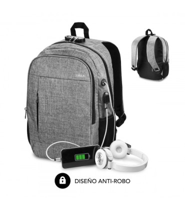 SUBBLIM Mochila para Porttil Urban Lock Backpack 16\" Grey