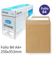 CAJA 250 BOLSAS DIN B4 FOLIO (250X353) KRAFT 90 GRS. AUTOSAM AUTOADHESIVO CON TIRA DE SILICONA SAM 145607