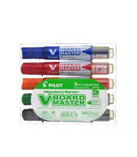 Pilot V-Board Master marcador 5 pieza(s) Punta redonda Negro, Azul, Verde, Naranja, Rojo