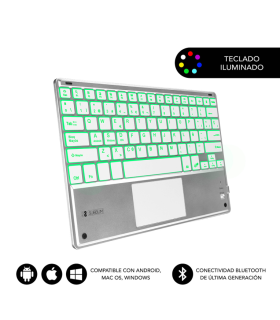 TECLADO TABLET SUBBLIM SMART BACKLIT BT KEYBOARD TOUCHPAD SILVER