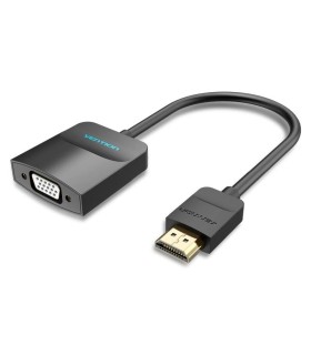 Conversor Vention 42161 HDMI Macho - VGA Hembra - Jack 3.5 Hembra/ 15cm/ Negro