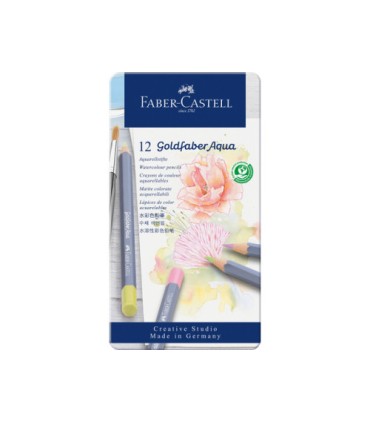 ESTUCHE METLICO CON 12 LPICES DE COLORES PASTEL ACUARELABLES GOLDFABER. FABER CASTELL 114622