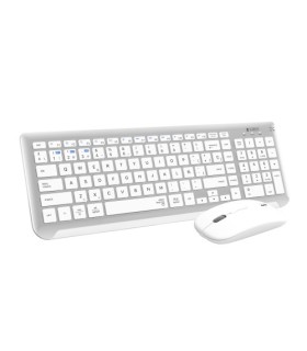 SUBBLIM Teclado con Ratn Bluetooth + 2.4G Combo Dual Prestige Extendido Plata/Blanco