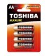 Pack De 4 Pilas AA Toshiba LR6 Eco  1.5V  Alcalinas