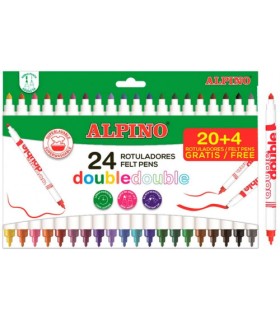 CAJA 20+4 ROTULADORES DE COLORES DOBLE PUNTA ALPINO AR002058N