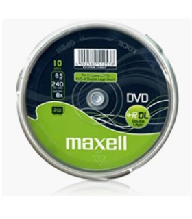 MAXELL DVD 8,5 GB. GRABABLE. DOBLE CAPA. TARRINA 10 UNIDADES. 4X