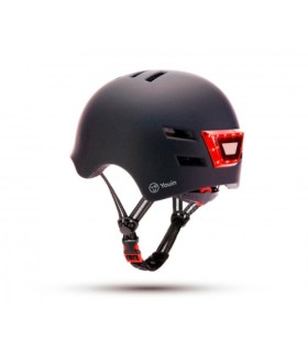 YOUIN CASCO CON LED FRONTAL Y TRASERO NEGRO   (TALLA M)