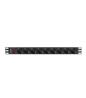 REGLETA LANBERG 1U 16A 9X SCHUKO RACK 19\" 3M NEGRO