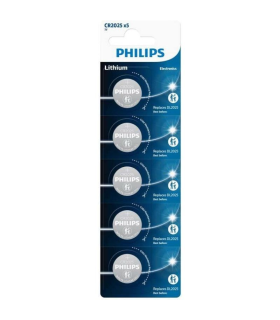 Pack de 5 Pilas de Botn Philips CR2025P5/01B Lithium/ 3V