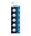 Pack De 5 Pilas De Botn Philips CR2025P5/01B Lithium/ 3V