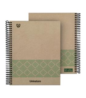 CUADERNO RECICLADO A5 KRAFT SOFT TAPA DURA 80 HOJAS 90GR CUADRICULA 4X4 MM VERDE UNINATURE 88538720