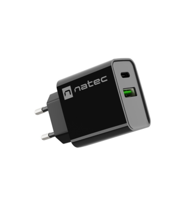 CARGADOR NATEC RIBERA 20W 1XUSB-A + 1XUSB-C PD3.0 QC3.0 NEGRO