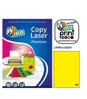 CAJA 70 HOJAS ETIQUETAS AMARILLO FLUORESCENTE SIN MRGENES-LSER/INYECCIN DE TINTA/FOTOCOPIADORAS-210X297 MM TICO LP4FG-210297