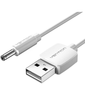 Cable Alimentacin Vention CEYWF/ USB-A Macho - DC 5.5mm Macho/ 1m/ Blanco