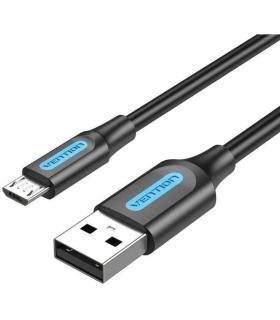 Cable USB 2.0 Vention COLBC/ USB Macho - MicroUSB Macho/ Hasta 60W/ 480Mbps/ 25cm/ Negro