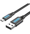 Cable USB 2.0 Vention COLBC/ USB Macho - MicroUSB Macho/ Hasta 60W/ 480Mbps/ 25cm/ Negro