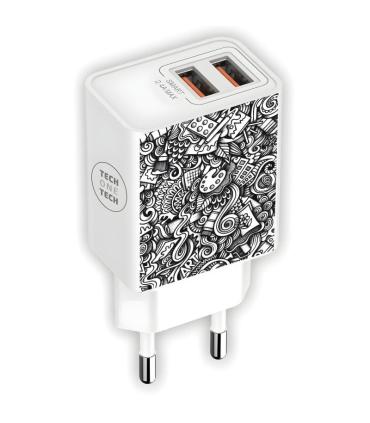 Cargador de Pared Tech One Tech Art-Deco TEC2510/ 2xUSB/ 2.4A/ Blanco