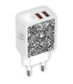 Cargador De Pared Tech One Tech Art-Deco TEC2510/ 2xUSB/ 2.4A/ Blanco