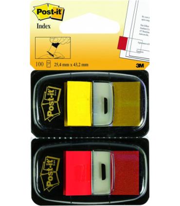 PACK 2 DISPENSADORES X 50 MARCADORES INDEX 25,4X43,2MM COLORES ROJO/AMARILLO 680-RY2 POST-IT 7000052571