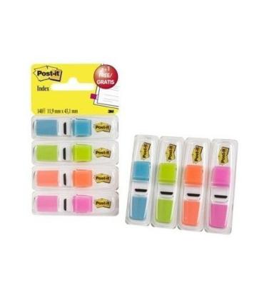 PACK 3+1 DISPENSADORES X 35 MARCADORES INDEX PEQUEOS 11,9X43,2MM COLORES SURTIDOS TRANSLCIDOS 683-4ABB POST-IT 7100019101