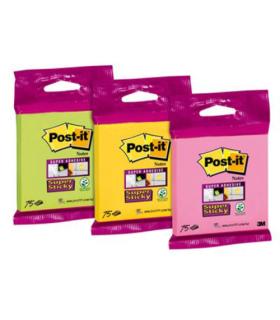 BLISTER BLOC 90 HOJAS NOTAS ADHESIVAS 76X76MM SUPER STICKY COLORES SURTIDOS 6820-SS3N POST-IT 7100172224