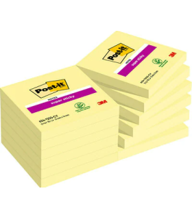 PACK 12 BLOCS 90 HOJAS NOTAS ADHESIVAS 76X76MM SUPER STICKY SIN ENCELOFANADO INDIVIDUAL 654-12SSCY-EU POST-IT 7100290155