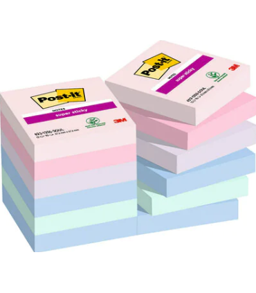 PACK 12 BLOCS 90 HOJAS NOTAS ADHESIVAS 47,6X47,6MM SUPER STICKY COLECCIN SOULFUL CAJA CARTN 622-12SS-SOUL POST-IT 7100290159