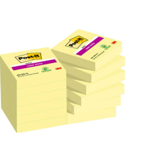 PACK 12 BLOCS 90 HOJAS NOTAS ADHESIVAS 47,6X47,6MM SUPER STICKY CANARY YELLOW CAJA CARTN 622-12SSCY-EU POST-IT 7100290190