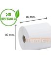 PAPEL TERMICO 80X80X12MM 56GR. - SIN BISFENOL-A - PAQ. 8UDS   (Caja Completa 6 Paquetes De 8 Rollos)