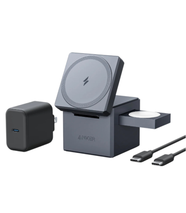 CARGADOR ANKER 3 EN 1 CON MAGSAFE CUBO GRIS