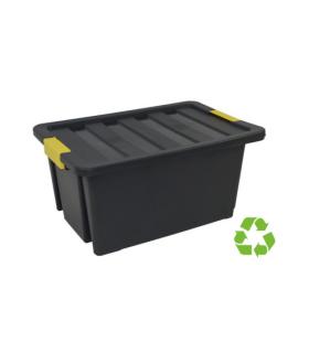 CAJA SOSTENIBLE DE ALMACENAJE CON TAPA Y RUEDAS 55 LITROS 43X63X30CM PP NEGRO ARCHIVO 2000 CP1481055 NE