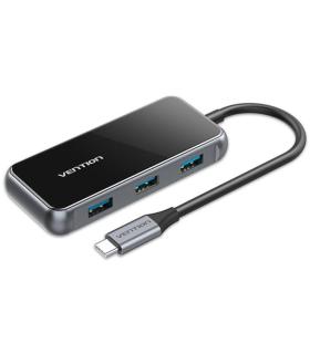 Hub USB Tipo-C Vention TFDHB/ 4xUSB/ 1xUSB Tipo-C PD/ Gris