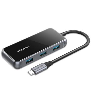 Hub USB Tipo-C Vention TFDHB/ 4xUSB/ 1xUSB Tipo-C PD/ Gris