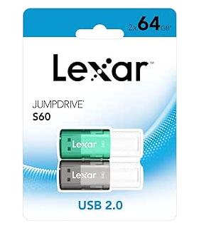 LEXAR 2X64GB PACK JUMPDRIVE S60 USB 2.0 FLASH DRIVE